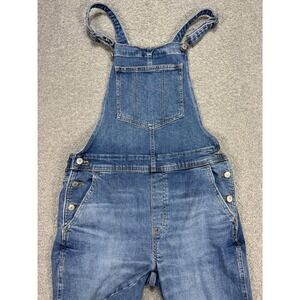 Old Navy Bib Overalls Women's 8 Blue Denim Medium Wash Straight Leg Utility